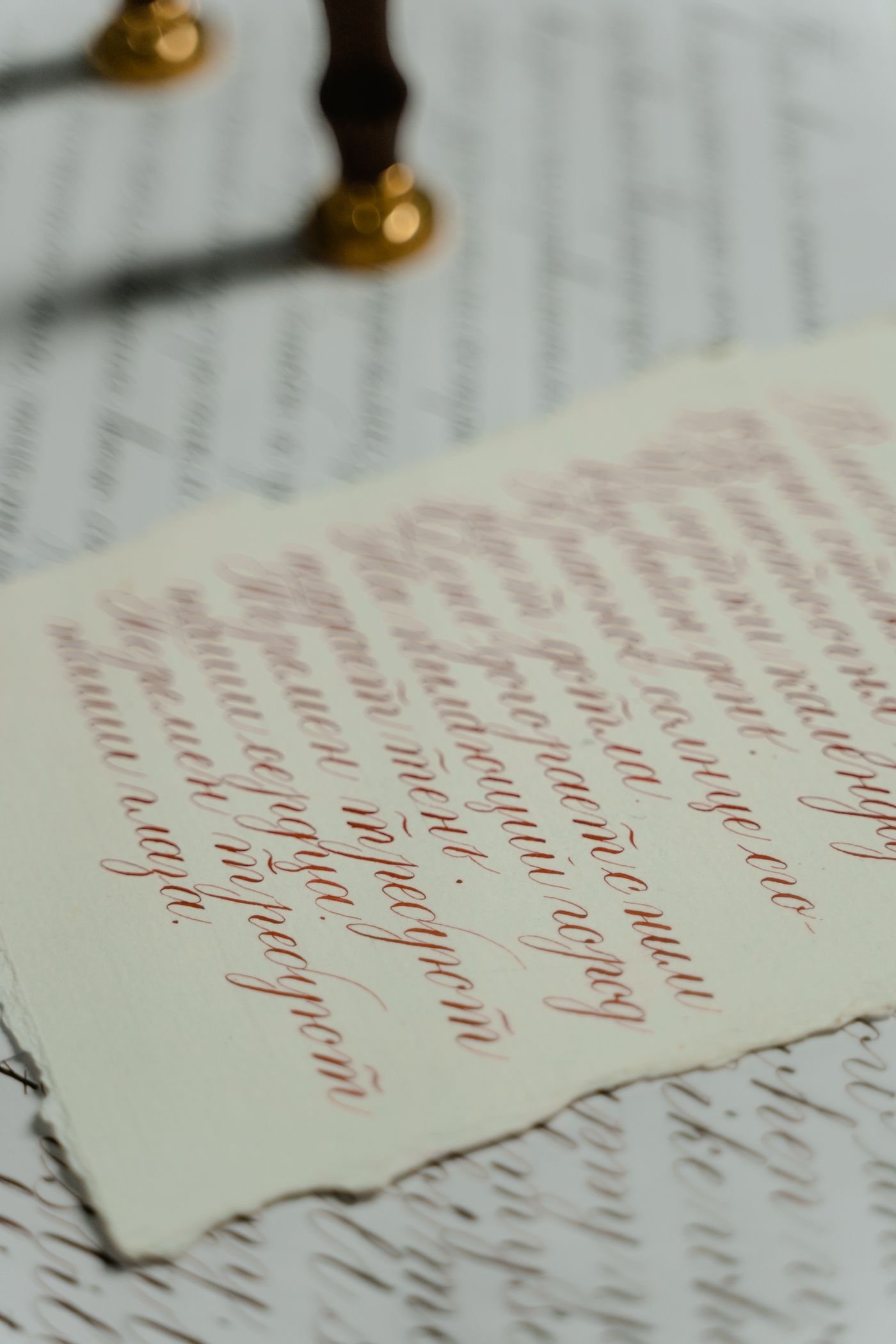 Close-up of handwriting on textured paper